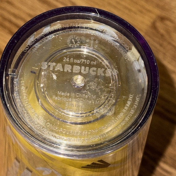 RARE! Starbucks Yellow Zebra Stripe Cold Cup Tumbler 24oz Venti NO STRAW w LID - Picture 6 of 12